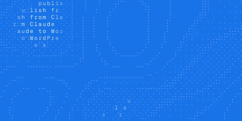 SEO guide cover: a chat window asking "How do I publish from Claude to WordPress?"