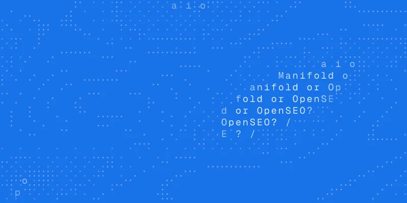 Comparison guide cover: a chat window asking "Manifold or OpenSEO?"