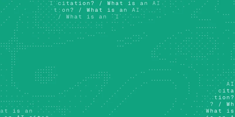 Glossary guide cover: a chat window asking "What is an AI citation?"