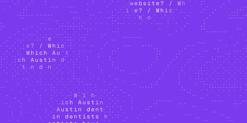 Use case guide cover: a chat window asking "Which Austin dentists have no website?"
